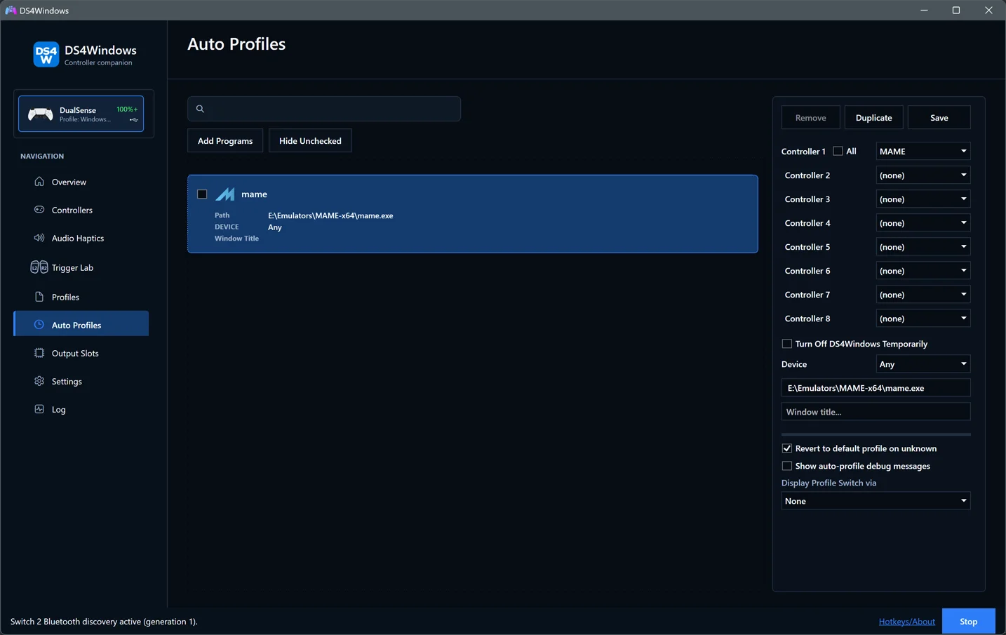 Application and window-title profile rules