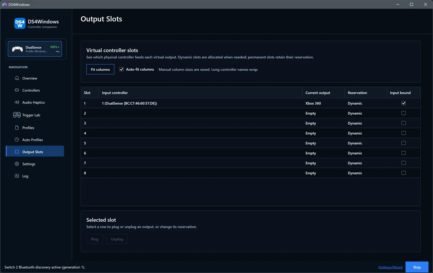 Output Slots with virtual-controller reservations